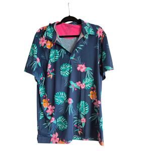 Birdie Bound Men Golf Polo Shirt Floral Print Sz XL